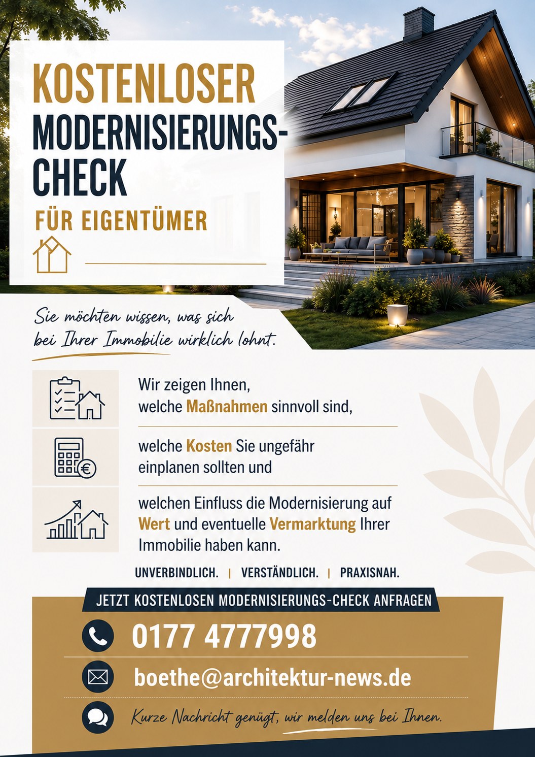 Flyer: Kostenloser Modernisierungs-Check für Eigentümer
